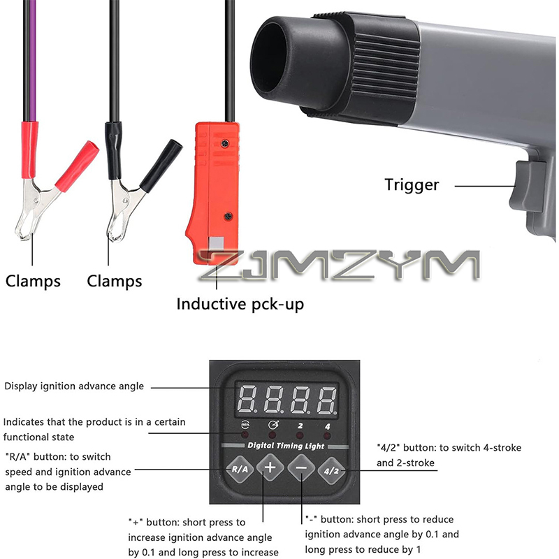 Timing Light Gun - Pistolet de calibrage d'allumage numérique 12V
